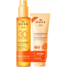 Nuxe Sun Комплект - Олио за тен SPF30, лосион за след слънце, 150 + 100 ml (Лимитирано) -1