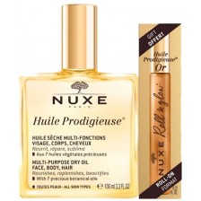 Nuxe Huile Prodigieuse Сухо масло за лице, коса и тяло, 100 ml + Рол-он със златисти частици, 8 ml