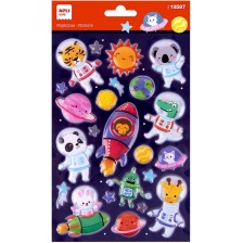 Обемни стикери Apli Kids - Животни космонавти, 23 броя -1