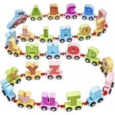 Образователно дървено влакче Raya Toys - Английска азбука