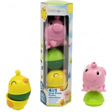 Образователна играчка Lalaboom - Farm Animal Tube Pig and Chick, 6 части -1