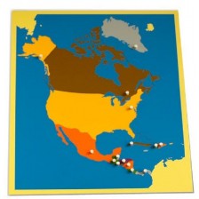 Образователен Монтесори пъзел Smart Baby - Карта на Северна Америка, 23 части
