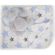 Одеяло с играчка Cangaroo -Elephant, blue, 90 x 75 cm 