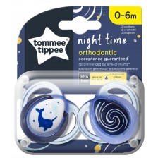 Ортодонтични залъгалки Tommee Tippee - Night, 0-6 месеца, нарвал -1