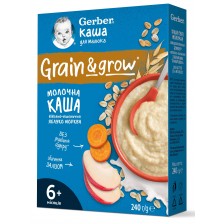 Овесено-пшенична млечна каша Nestle Gerber - С ябълка и морков, 6м+, 240 g  -1