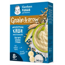 Овесено-пшенична млечна каша Nestle Gerber - Йогурт с банан и круша, 8м+, 240 g  -1