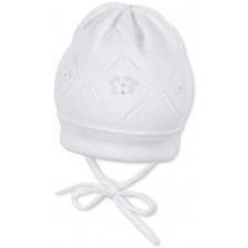 Памучна плетена детска шапка Sterntaler - 51 cm, 18-24 месеца, бяла -1