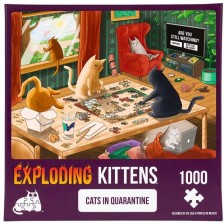 Пъзел Exploding Kittens от 1000 части - Котета под карантина -1