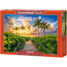Пъзел Castorland от 3000 части - Цветен изгрев в Маями, САЩ -1