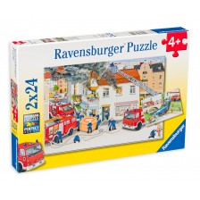 Пъзел Ravensburger от 2 x 24 части - Пожарникари в действие -1