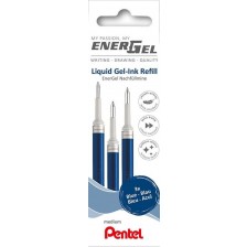 Пълнител за химикалка Pentel - BL107, 0.7 mm, 3 броя, син -1