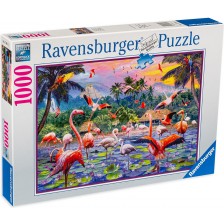 Пъзел Ravensburger от 1000 части - Розови фламингота -1