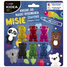 Пастелки за малки деца Kidea - 6 цвята, животинки -1