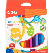Пастели пластик Deli Color Emotion - EC20000, 12 цвята -1