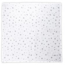 Памучна пелена Lorelli - 80 х 80 cm, бяла на сиви звезди -1