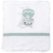 Памучно одеяло с пълнеж Bambino Casa - Paris, Mint, 80 х 85 cm