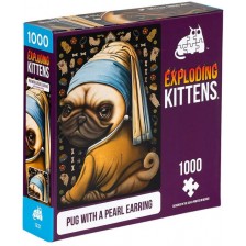 Пъзел Exploding Kittens от 1000 части - Кучето с перлената обица -1