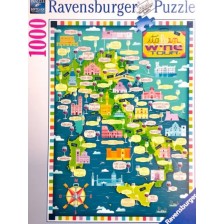 Пъзел Ravensburger от 1000 части - Карта на Италия, вино -1