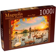 Пъзел Magnolia от 1000 части - Лебеди край Чарлз Бридж -1