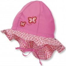 Памучна лятна шапка с UV 30+ защита Sterntaler - Розови пеперуди, 45 cm -1