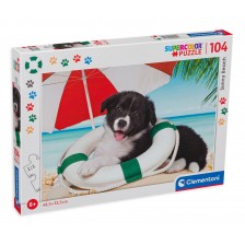 Пъзел Clementoni от 104 части - Кученце на плажа -1