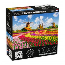 Пъзел Roovi от 1000 части – Вятърни мелници, Холандия -1