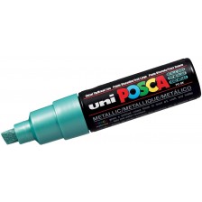 Перманентен маркер със скосен връх Uni Posca - PC-8K, 8 mm, зелен металик -1