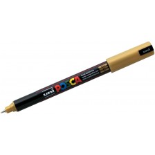 Перманентен, ултра фин маркер Uni Posca - PC-1MR, 0.7 mm, златист -1