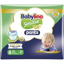 Пелени гащи Babylino - Sensitive, Cotton Soft, VP, размер 6, 13-18 kg, 31 броя -1