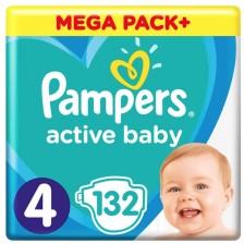 Пелени Pampers - Active Baby 4, 132 броя