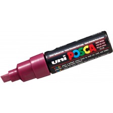 Перманентен маркер със скосен връх Uni Posca - PC-8K, 8 mm, винено червено -1