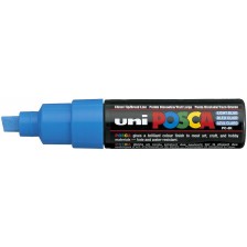 Перманентен маркер със скосен връх Uni Posca - PC-8K, 8 mm, светлосин -1