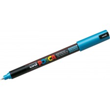 Перманентен, ултра фин маркер Uni Posca - PC-1MR, 0.7 mm, син металик -1