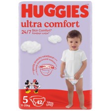 Пелени Huggies Ultra Comfort - Размер 5, 11-25 kg, 42 броя
