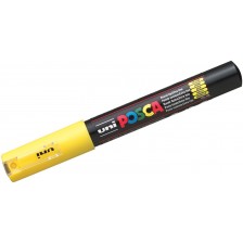 Перманентен маркер с объл връх Uni Posca - PC-1M, 1.0 mm, жълт -1