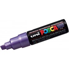Перманентен маркер със скосен връх Uni Posca - PC-8K F, 8 mm, виолетов металик -1