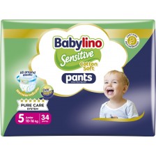 Пелени гащи Babylino - Sensitive, Cotton Soft, VP, размер 5, 10-16 kg, 34 броя  -1