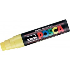 Перманентен маркер със скосен връх Uni Posca - PC 17K L, 15 mm, жълт -1