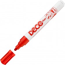 Перманентен маркер Ico Deco - объл връх, червен -1