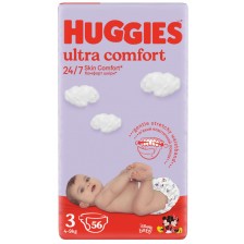 Пелени Huggies Ultra Comfort - Размер 3, 4-9 kg, 56 броя
