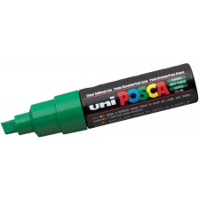 Перманентен маркер със скосен връх Uni Posca - PC-8K, 8 mm, зелен -1
