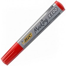 Перманентен маркер Bic - 2300 скосен връх, червен -1