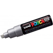 Перманентен маркер със скосен връх Uni Posca - PC-8K, 8 mm, сребърен -1