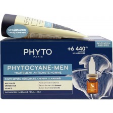 Phyto Phytocyane Men Комплект - Терапия за косопад и Шампоан, 12 x 3.5 + 100 ml (Лимитирано) -1