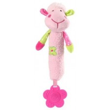 Писукаща играчка с гризалка Babyono - Овца розова -1
