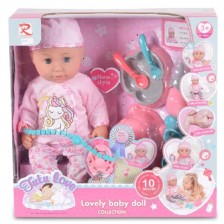 Пишкаща кукла Moni Toys - С розови дрешки, 36 cm -1