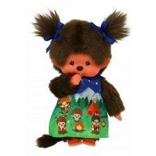 Плюшена играчка Monchhichi - Camping Dress Girl, Маймунка, 20 cm -1