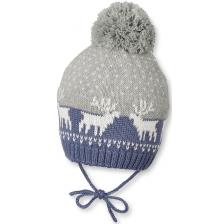 Плетена зимна шапка с пискюл Sterntaler - Еленчета, 47 cm, 9-12 месеца -1