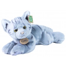 Плюшена играчка Rappa Еко приятели - Котка, сива, лежаща, 30 cm