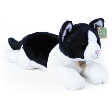 Плюшена играчка Rappa Еко приятели - Котка в черно и бяло, лежаща, 36 cm -1